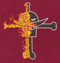 Fiery Crossbone Split Embroidery Design