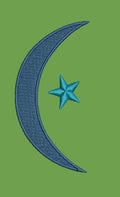Crescent Moon and Star Embroidery Design