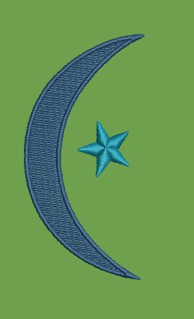 Crescent Moon and Star Embroidery Design