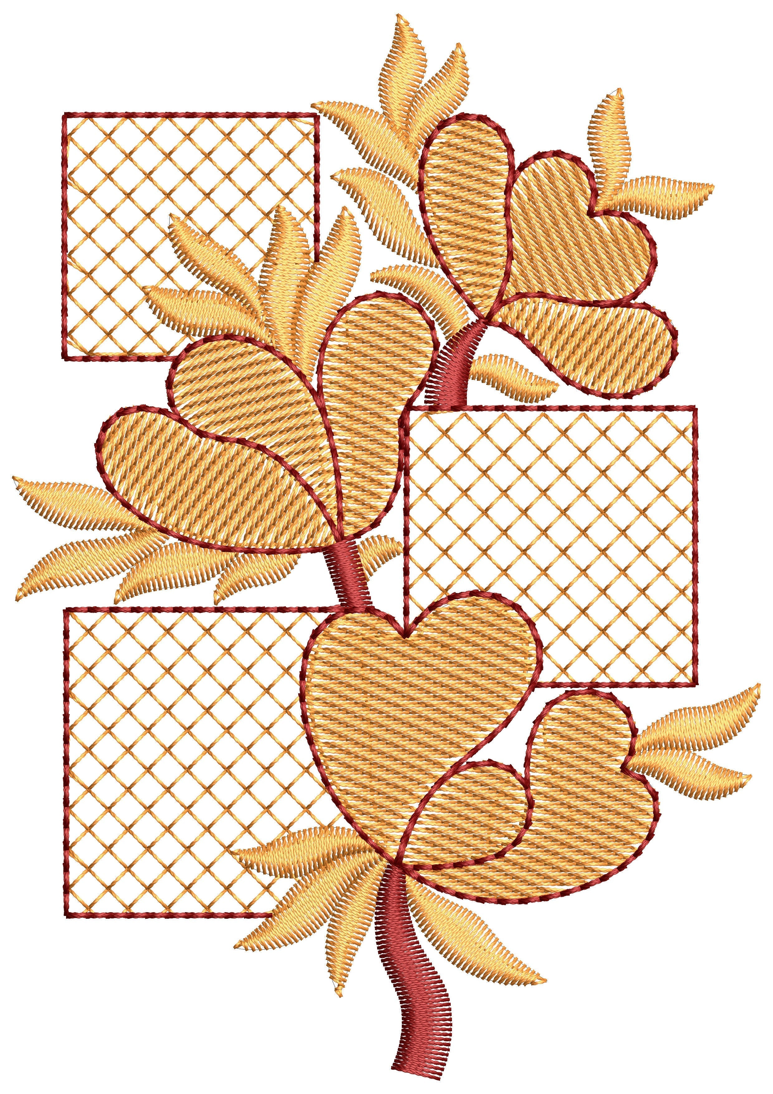 Net Art Flower Embroidery Design