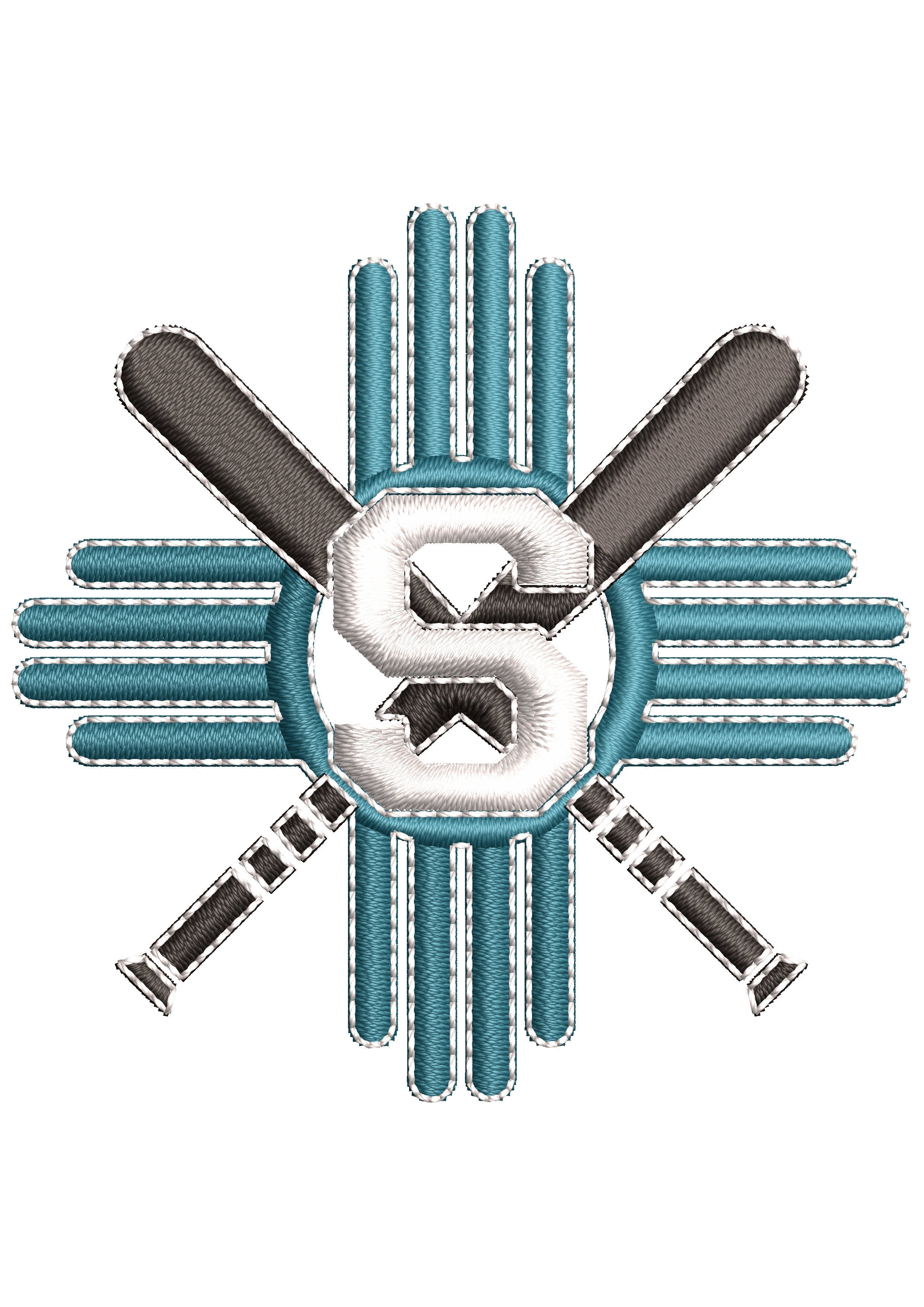 Base Bat Cross Embroidery Design