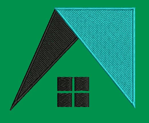 House Abstract Geometric Roofline Embroidery Design