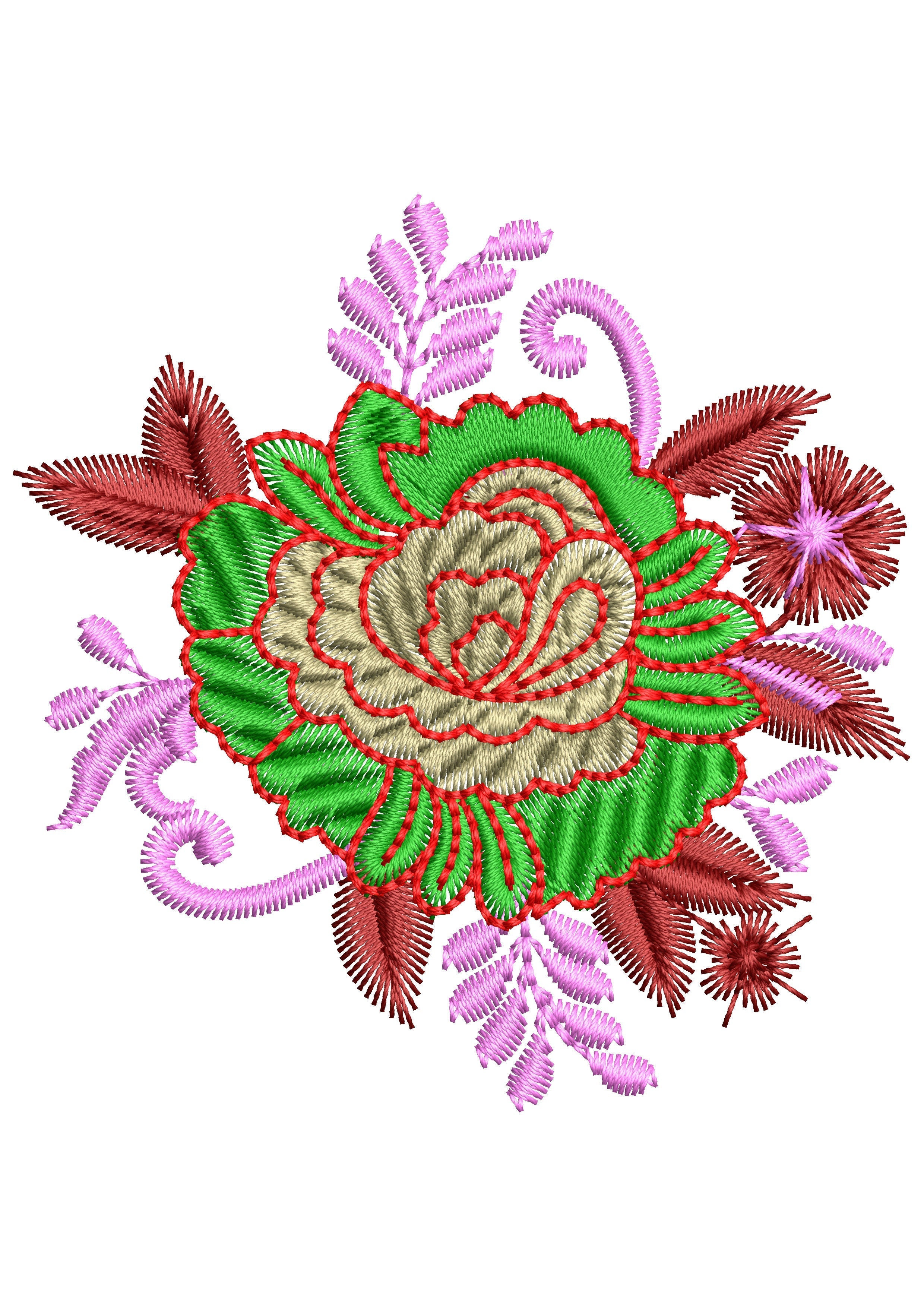 Leaf Pink Embroidery Design