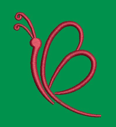 Minimalist Red Butterfly Line Art Embroidery Design