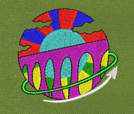 Orbiting Arched Horizon Embroidery Design