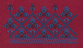 Floral Jacquard Woven Blue and Red Embroidery Design