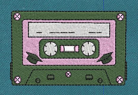 Retro Tape Audio Cassette Graphic Embroidery Design
