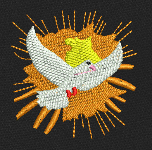 Radiant Dove White And Orange Embroidery Design