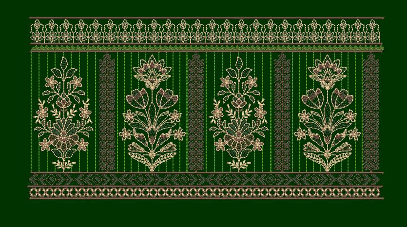Vertical Pinstripe Floral Shrub Panel Embroidery Design