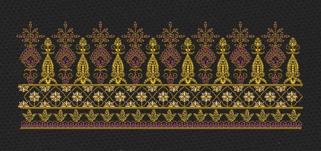 Gold And Purple Ornate Endless Border Embroidery Design
