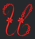 Floral Red Colour Embroidery Design