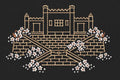Castle Line Art Flowers Embroidery Design