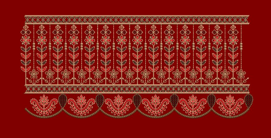 Vertical Floral Stalk Palisade Panel Embroidery Design