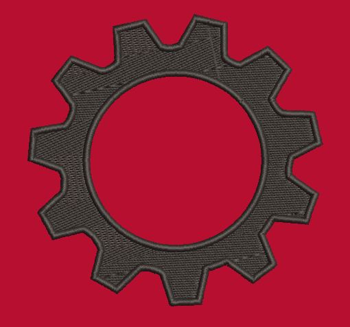 Industrial Cog Silhouette Embroidery Design