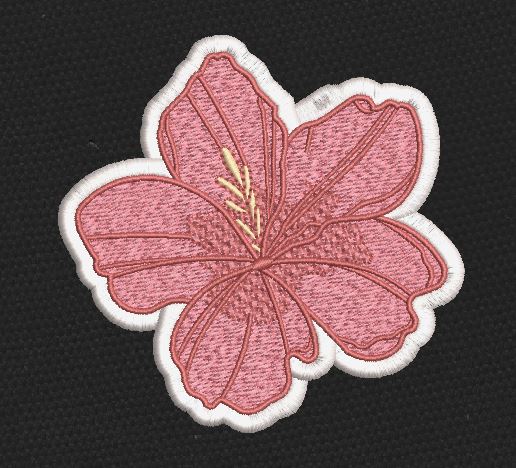 Hibiscus Flower Pink Embroidery Design