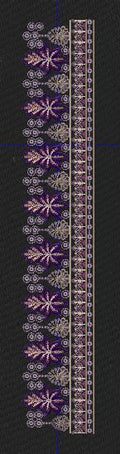 Royal Purple Buta Tree Border Black & Purple Gold Embroidery Design