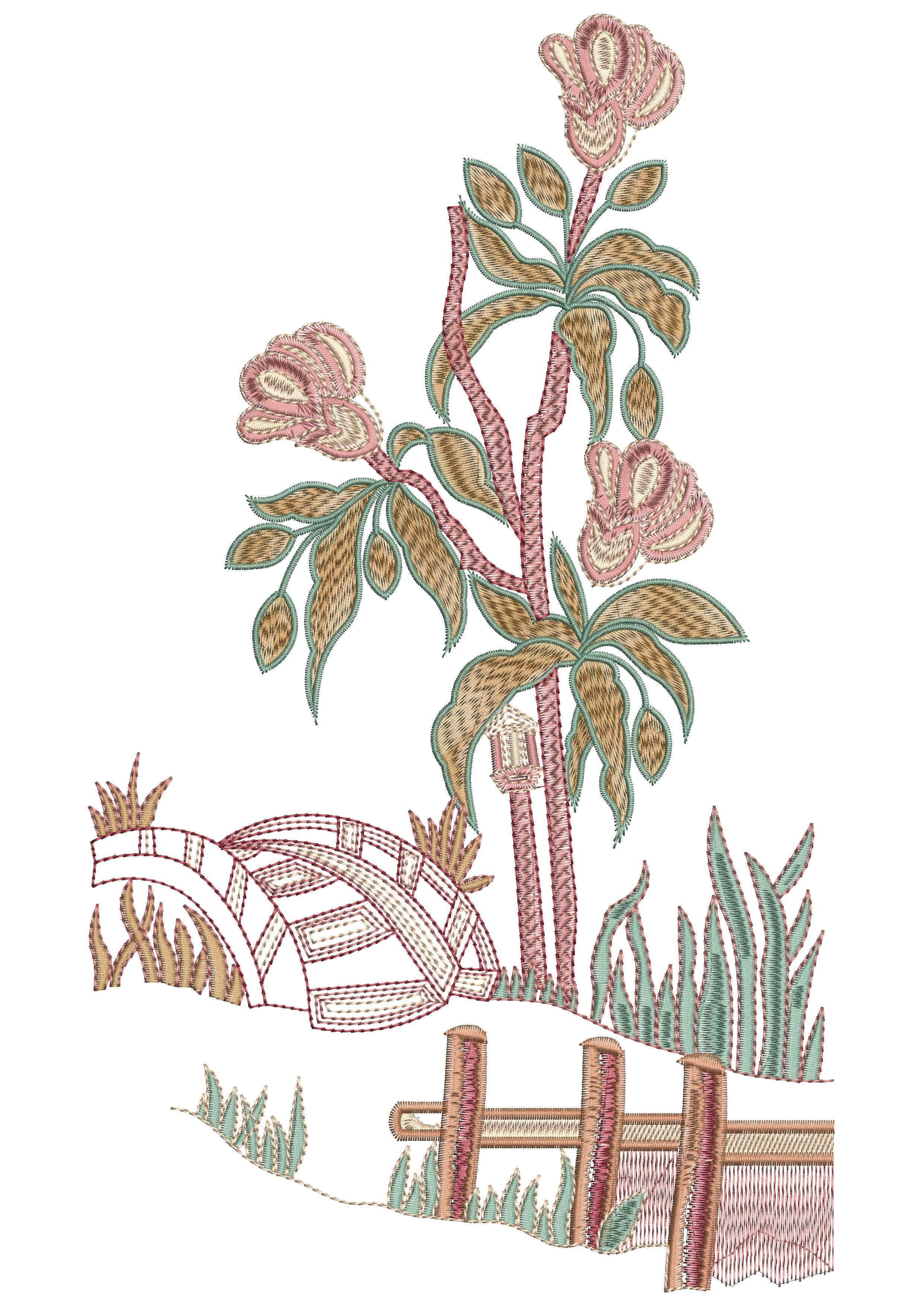 Flower Plant Embroidery Design
