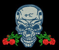Skull and Dual Rose Embroidery Design