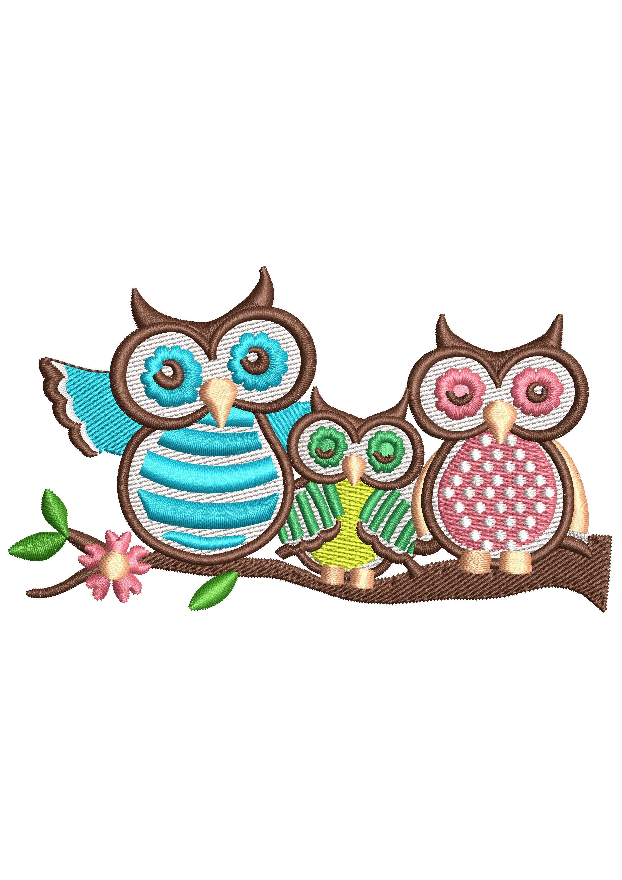 Owls Embroidery Design