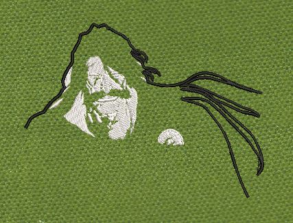 Bearded Head White & Black Embroidery Design