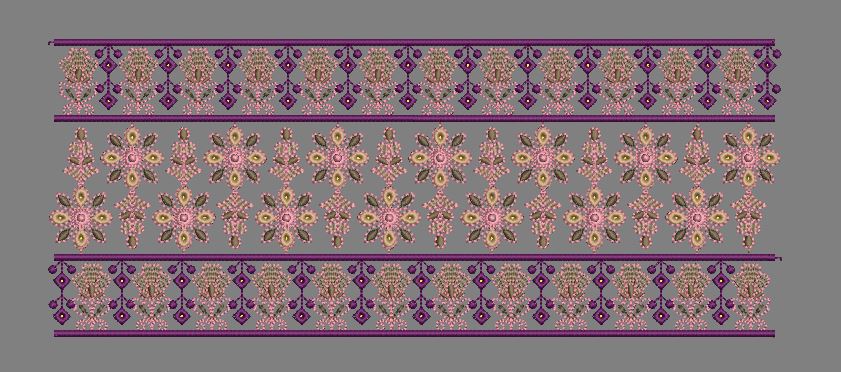 Symmetrical Floral Rosette Border Embroidery Design