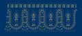 Floral Border Blue Curve Lines Embroidery Design