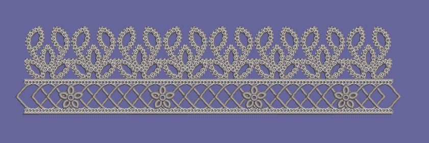 Floral Lattice and Scalloped Loop Border Embroidery Design