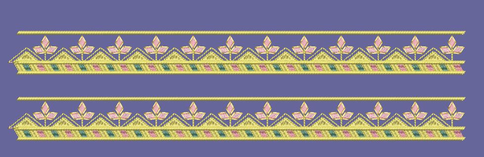 Geometric Leaf Pink and Gold Trim Embroidery Design