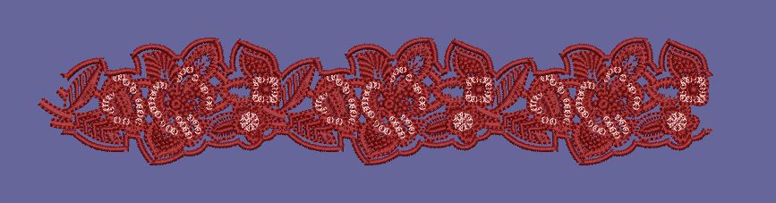 Coral Floral Vine Border Embroidery Design