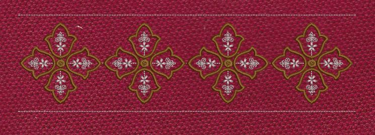 Floral Jacquard Border Star With Red Background Embroidery Design