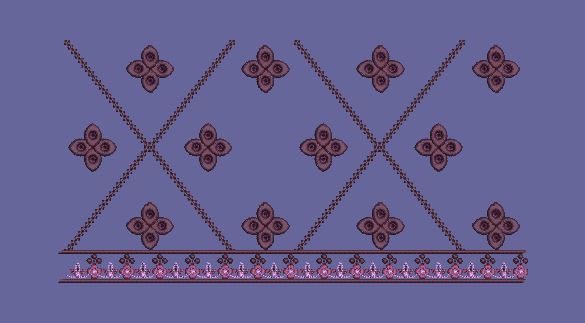Geometric Diamond Floral Lattice Embroidery Design
