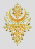 Crescent Moon and Floral Botanical Motif Embroidery Design