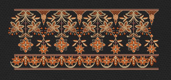Floral Border Golden Flowers Lines Embroidery Design