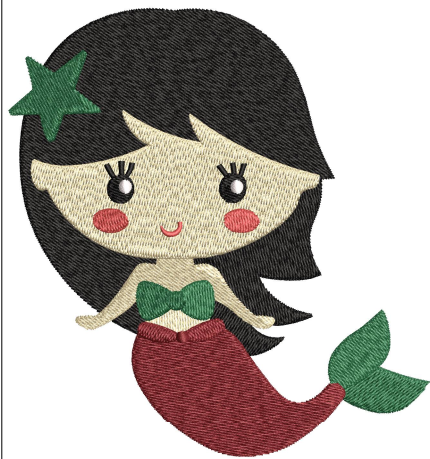 Girl Fish Embroidery Design