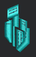 Teal Abstract Embroidery Design