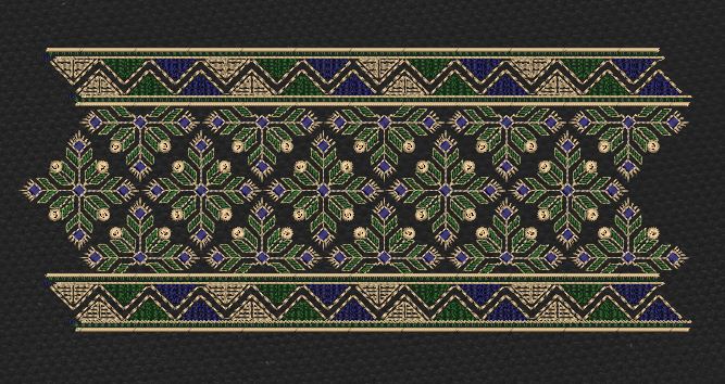 Floral Endless Border Black Embroidery Design