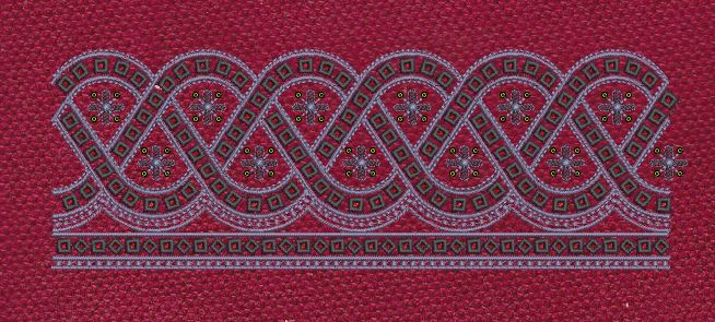 Floral Border Purple Circle Lines Embroidery Design