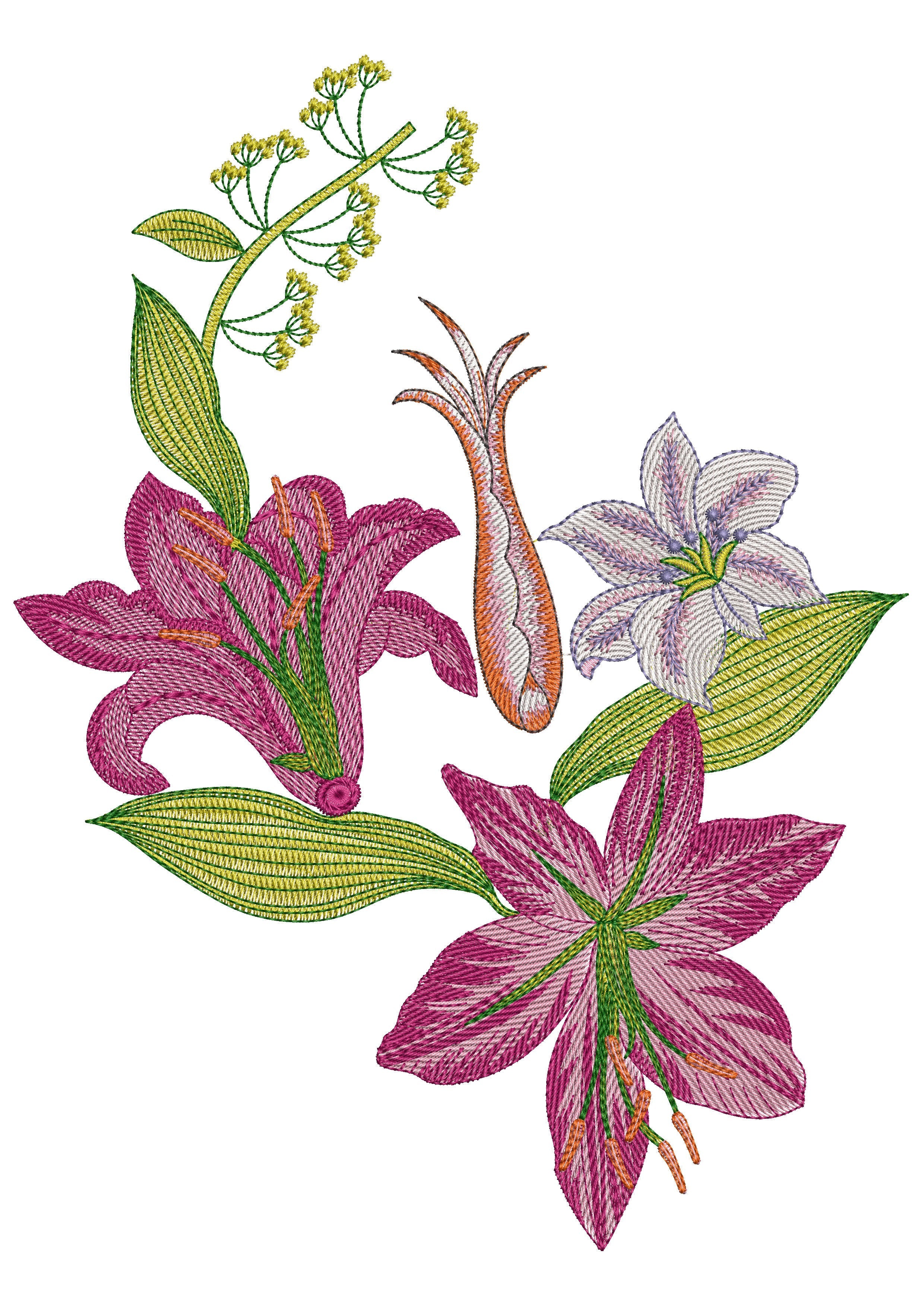 Hot Red Flower Embroidery Design