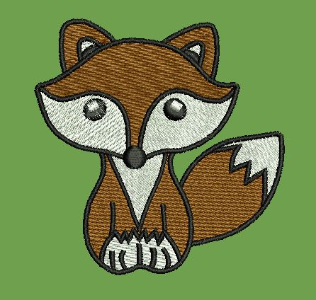 Cute Fox Emblem Embroidery Design