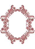 Flower Frame Line Stitch Embroidery Design