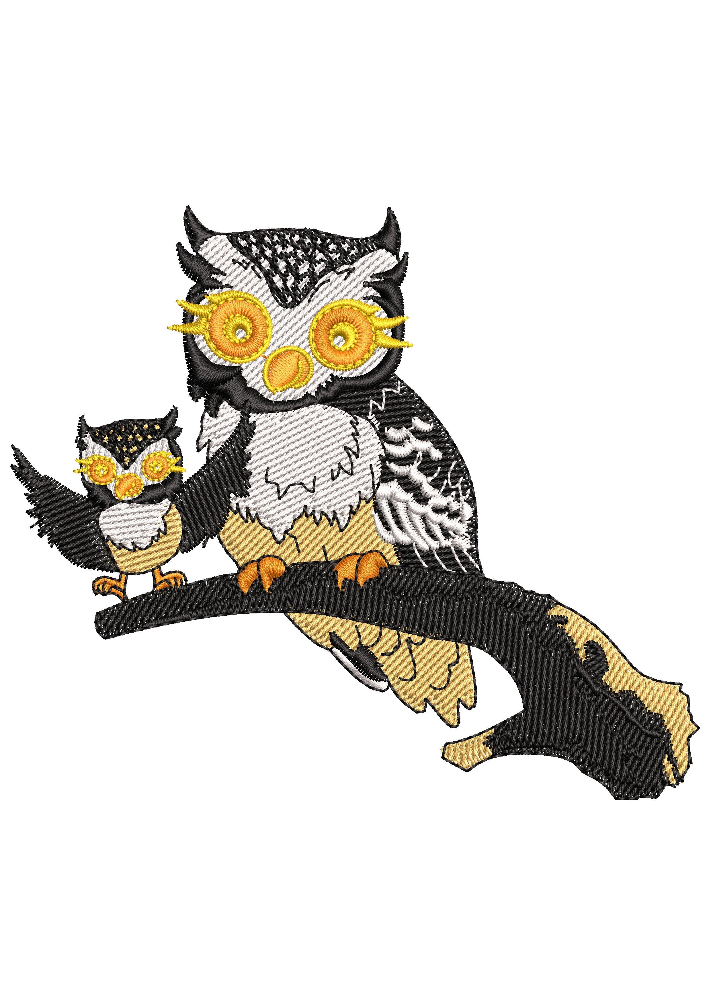 Birds Owls Embroidery Design