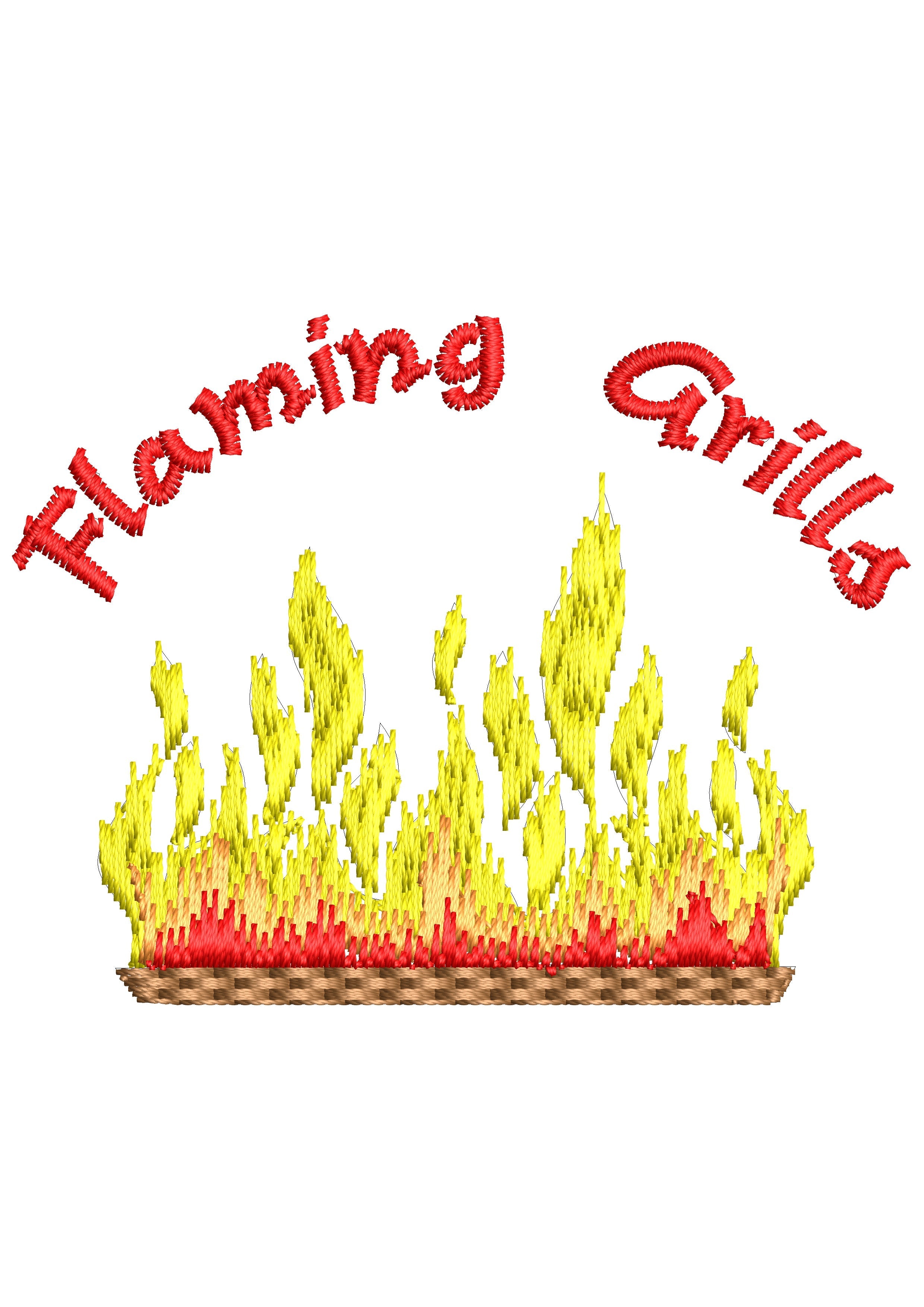 Flaming Grill Embroidery Design
