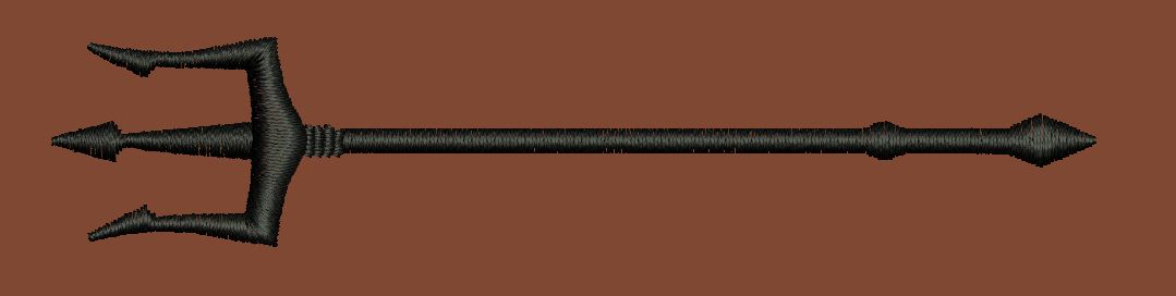 Trident Symbolic Weapon Embroidery Design