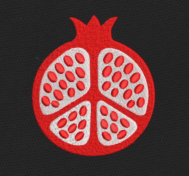 Pomegranate Peace Red Embroidery Design
