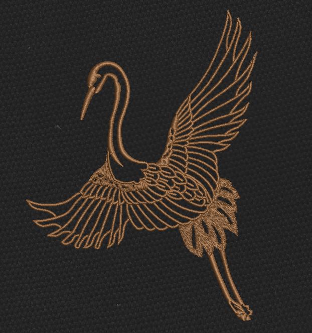 Bronze Crane Embroidery Design