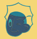 Winking Cartoon Face Embroidery Design