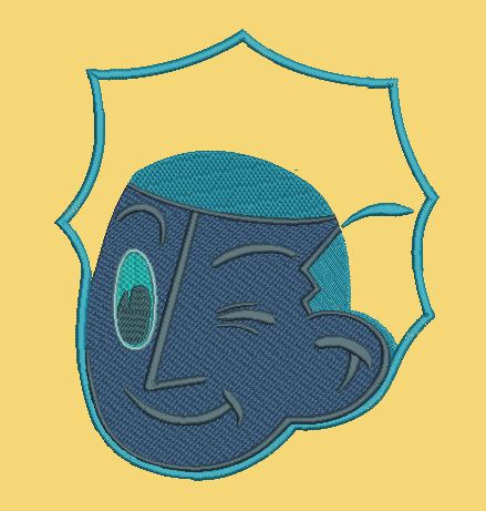 Winking Cartoon Face Embroidery Design