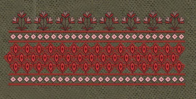 Floral Jacquard Woven Red and Golden Embroidery Design