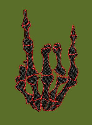 Rock on Skeleton Hand Embroidery Design