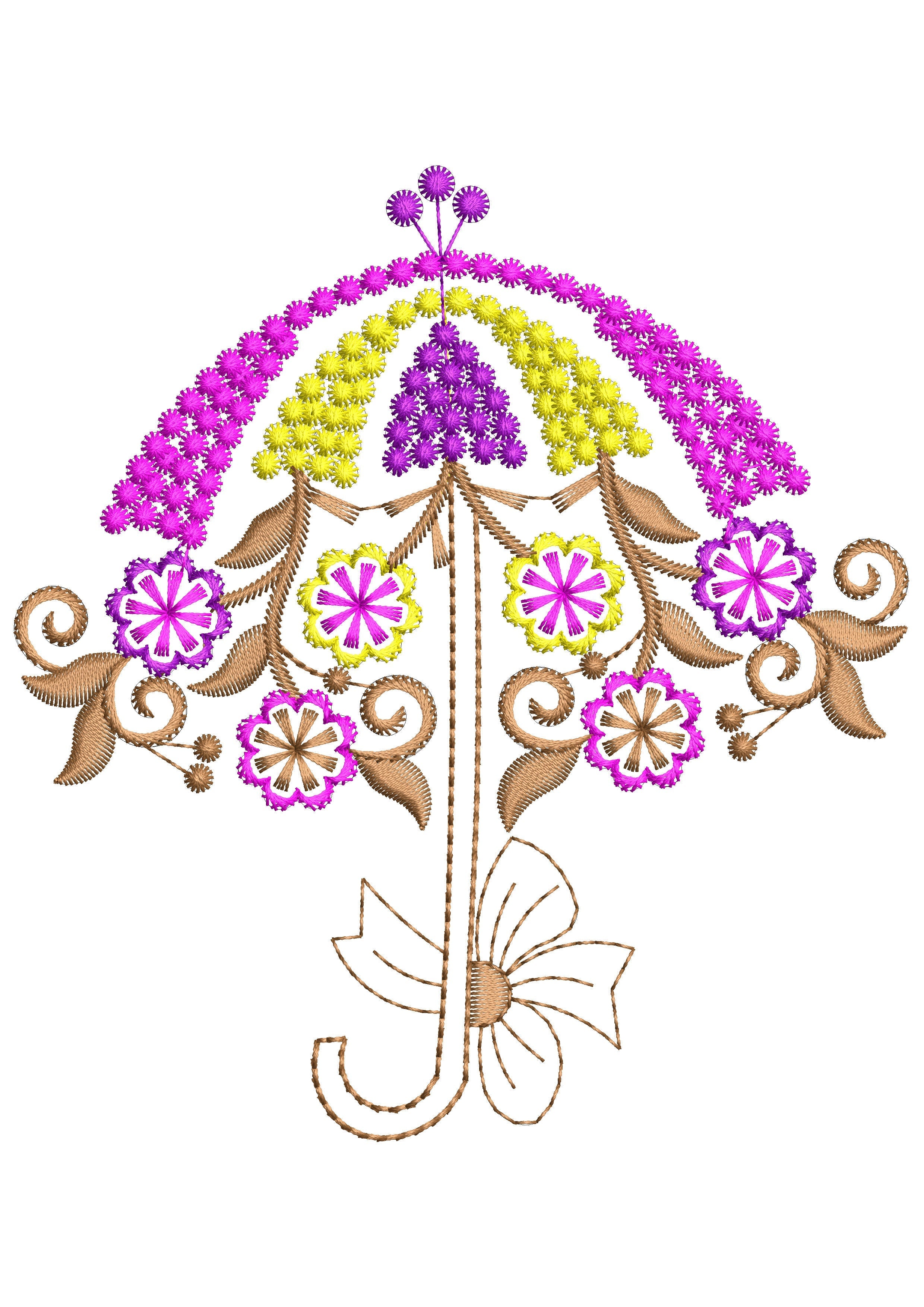 Flower Umbrella Embroidery Design